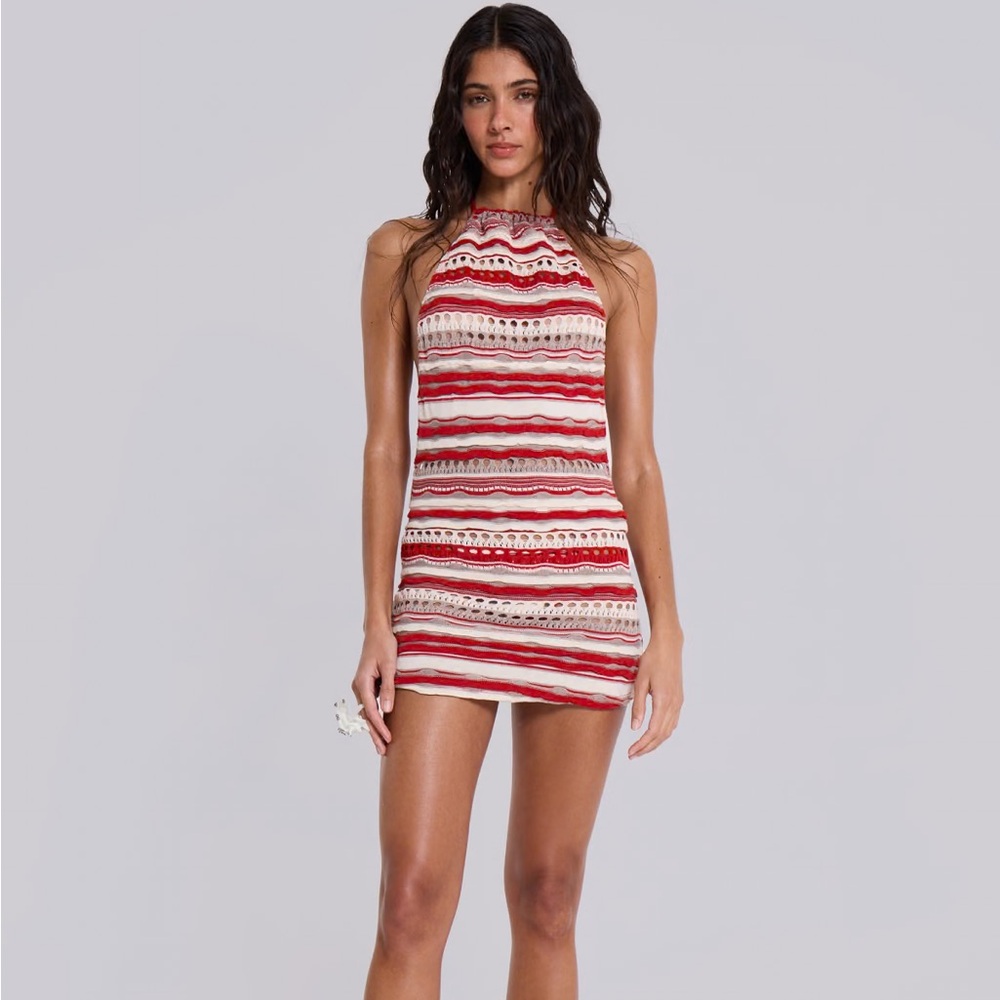 Jaded London Red and Cream Striped Mini Dress NWT